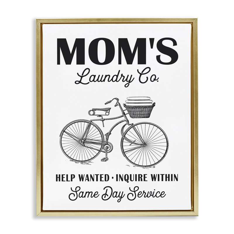 «Mom's Laundry Co», art mural encadré sur toile flottante par lettré et doublé, Cadre flottant métallique doré