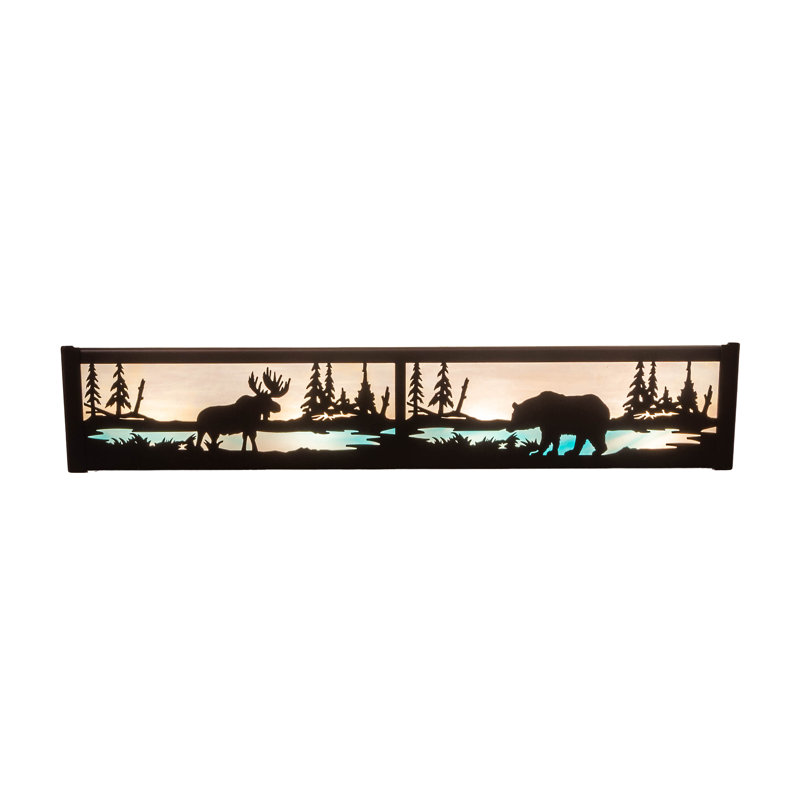 Moose & Black Bear 4 - Light LED Vanity Light, Black/Orange