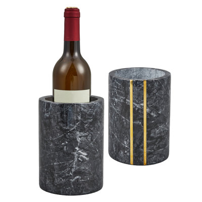 Refroidisseur à vin noir en marbre naturel avec fil de cuivre