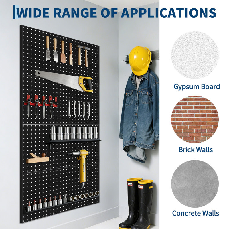 Heavy Duty Metal Pegboard Panels for Garage & Workshop – 12"x24" Steel Wall Organizer, Flexible Layout Tool Storage Rack, Ideal for Home, Kitchen, Craft Room – Set of 3 Boards – Three-Piece Pegboard