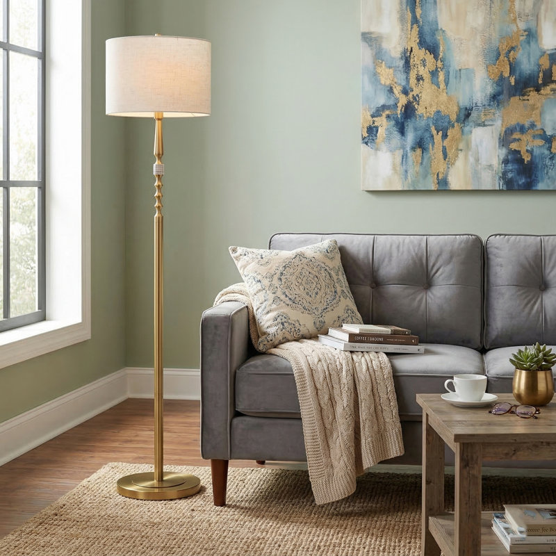 156cm Column Floor Lamp Set, Polished