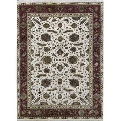 Tapis beige noué à la main de haute qualité