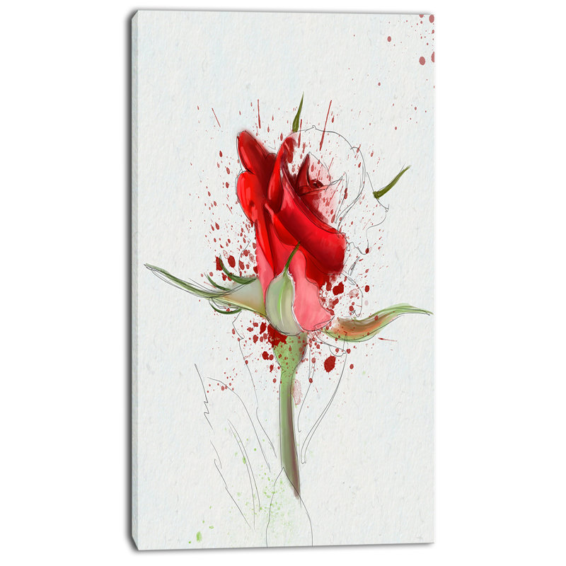 Reproduction d’art sur toile tendue à la main brillante rose, H 32 po x l 16 po x P 1 po