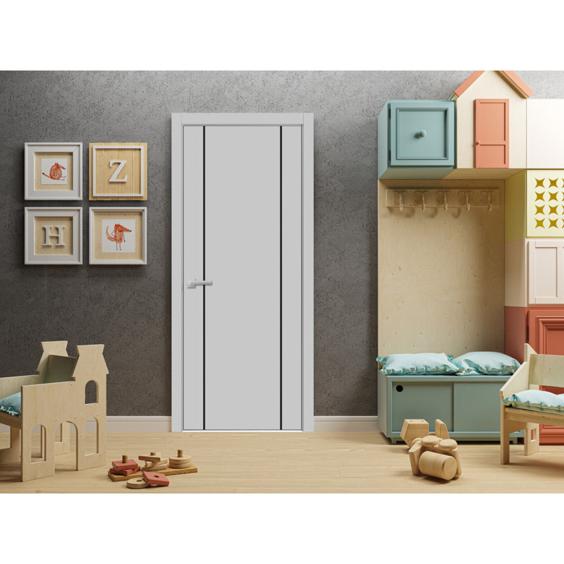 Porte intérieure moderne en bois avec quincaillerie | Planum 0017 mat | Garnitures à panneau simple | Portes de salle de bain robustes