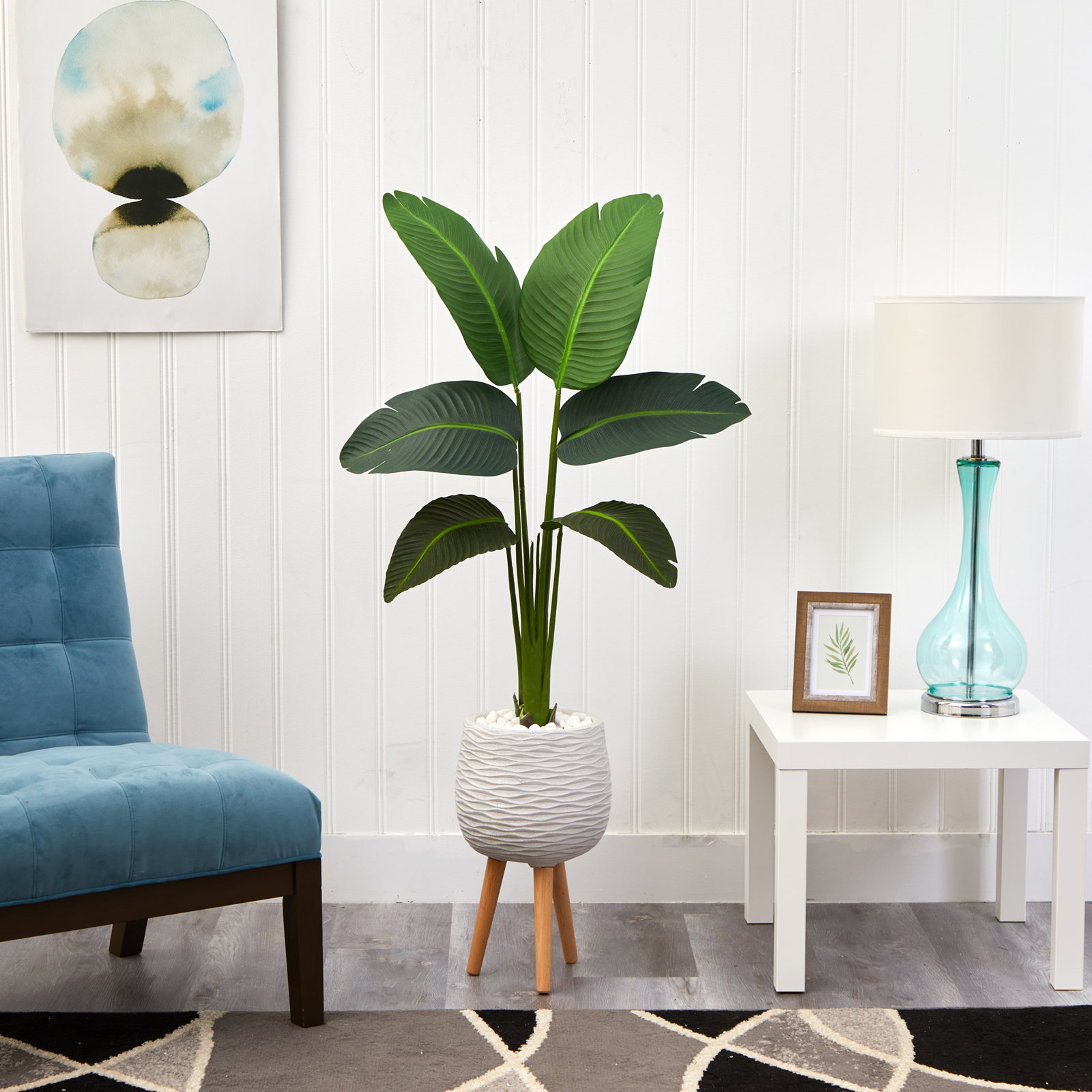 60'' Faux Banana Leaf Tree in Fiber Clay Planter