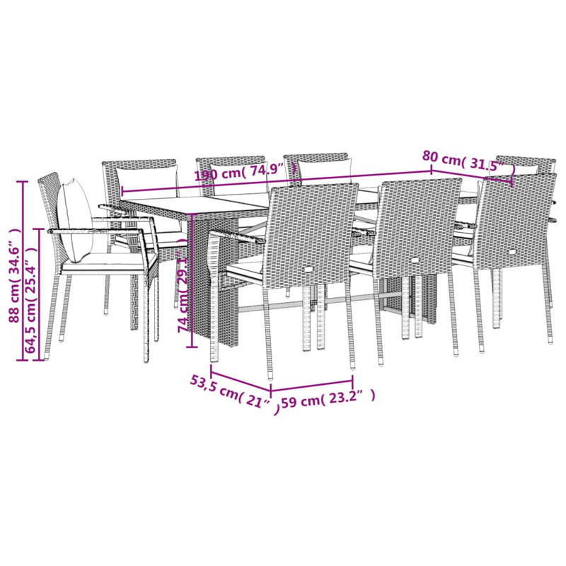  Garden Dining Set Grey