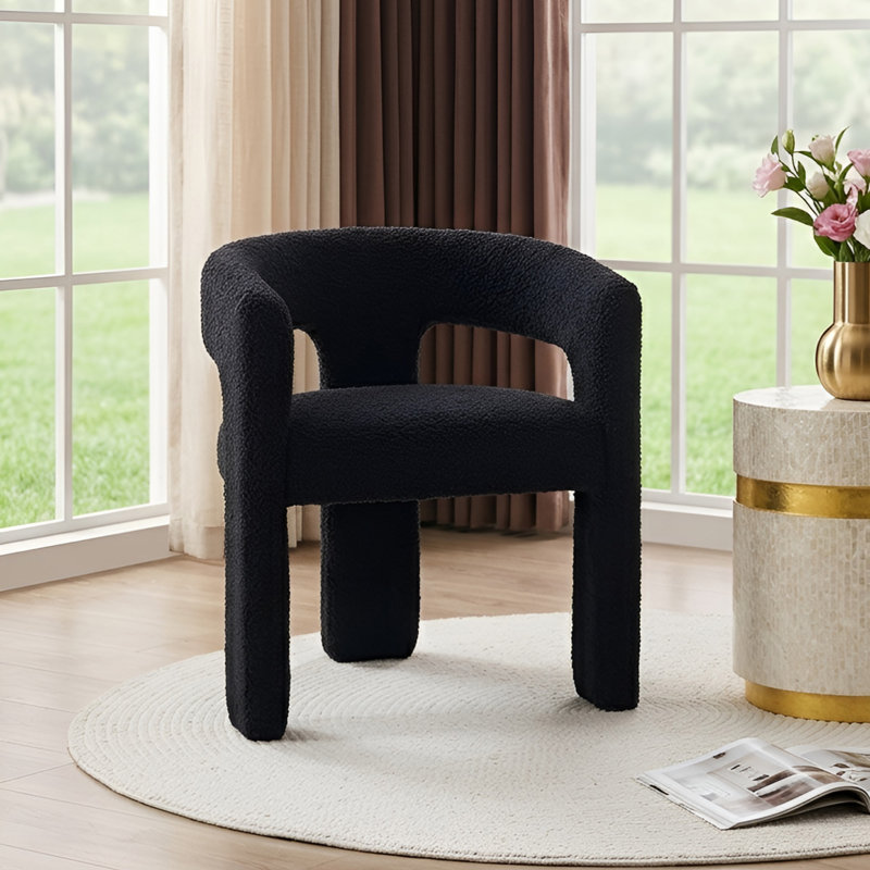 Chaise avec accoudoirs en fer Dalpat, Sherpa noir
