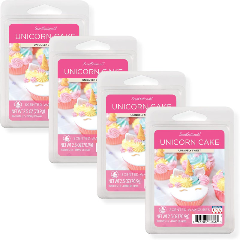 Collection de fond de cire ScentSationals 4PK, Gâteau licorne