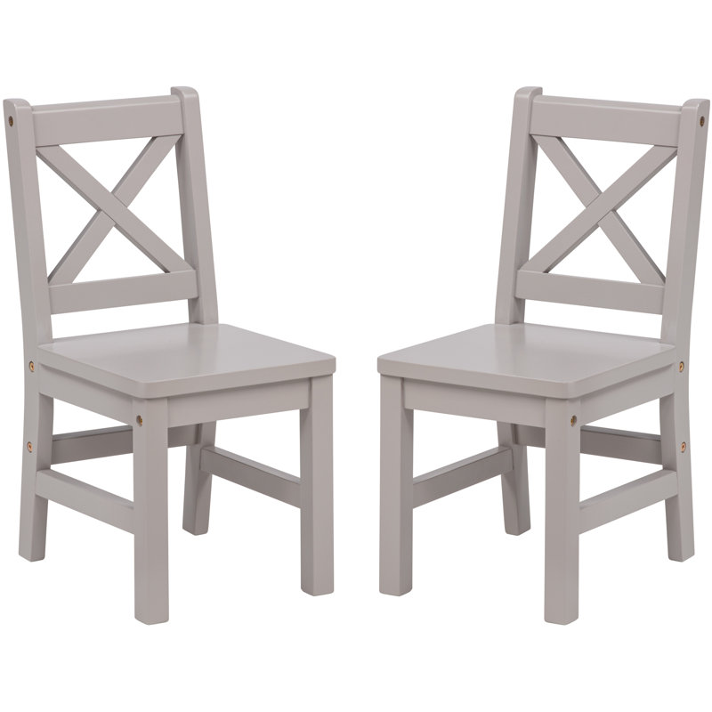 Merrill Kids 11.25" Solid Hardwood Desk Or Activity Chair and Ottoman, Cozy Grey, Cozy Gray