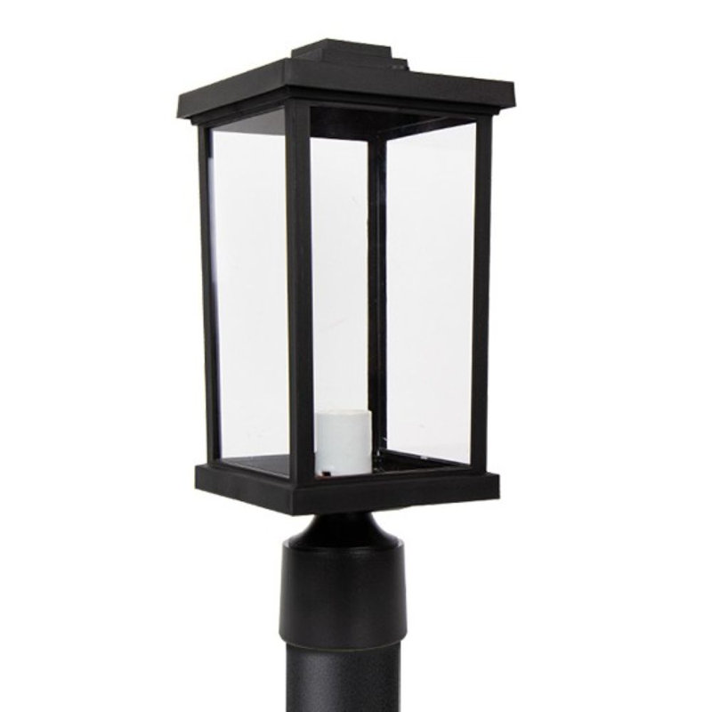 Artisan Square Post Top Fixture with Clear Acrylic Diffuser, Black, Black