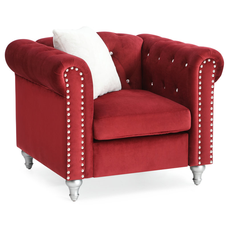 Glory Furniture Raisa Velvet Accent Chair, Burgundy