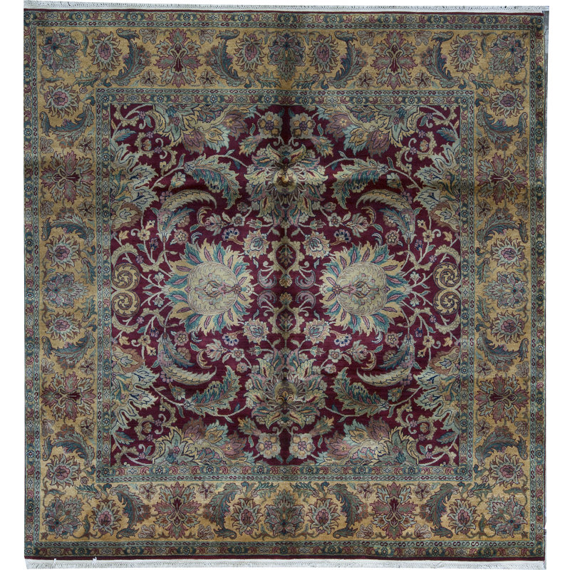 Tapis rouge et or de haute qualité noué à la main