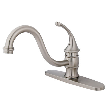 Kingston Brass Georgian Single-Handle Deck Mount Kitchen Faucet, Without Spray, Brushed Nickel