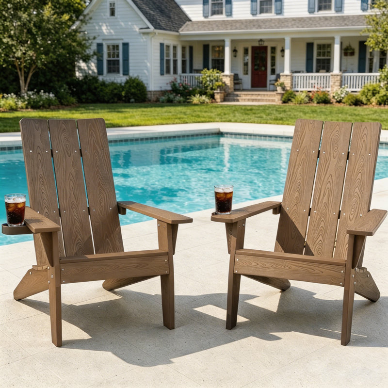 Ensemble de 2 chaises modernes modernes Adirondack, Brun