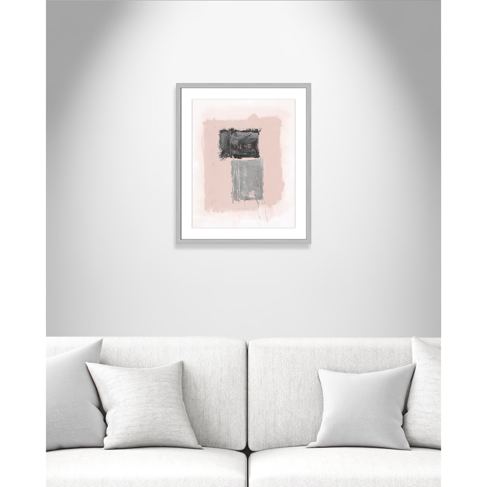 Pink, Black and Silver Shimmer II Print, 25.5" H x 21.5" W x 1.25" D, Silver Matted Picture Framed