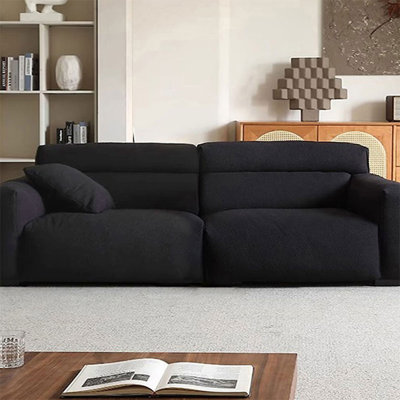 Canapé-lit modulaire en velours noir avec coussins