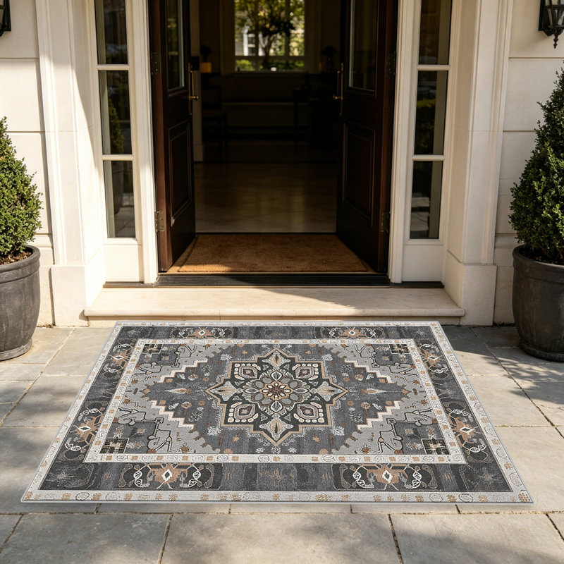 Charcoal Mystic carpet-easy to clean, machine-washable, soft and comfortable; suitable for door mats, kitchens, living rooms, bedrooms, corridors, and laundry areas. Easy to clean, durable carpet for home decoration.