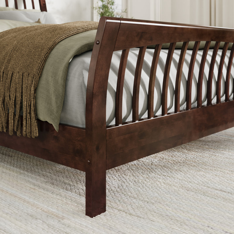 Orleans Solid Wood Low Profile Platform Bed with Matching Footboard, Walnut, King
