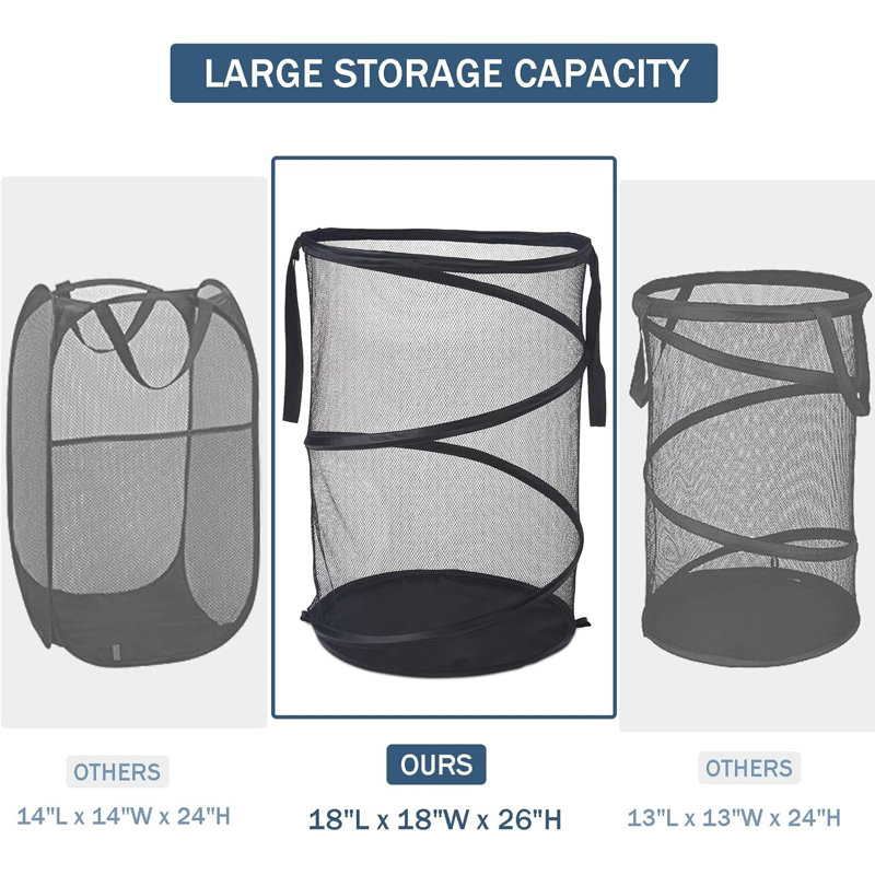 Panier à linge pliable 115D avec poignées de transport 115L