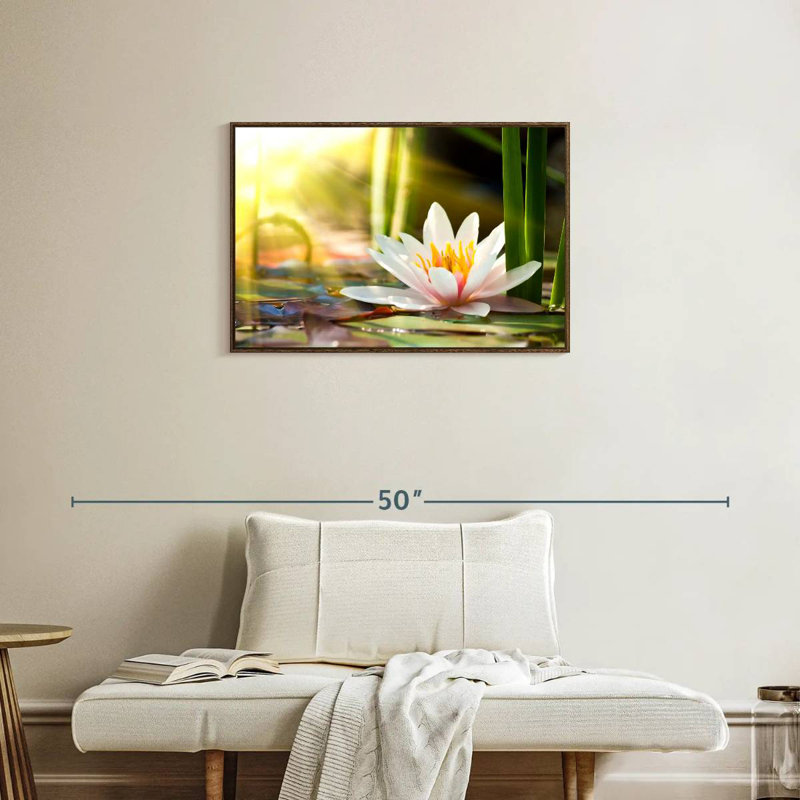 Nénuphar ensoleillé, Cadre flottant noyer, 31 po x 21 po