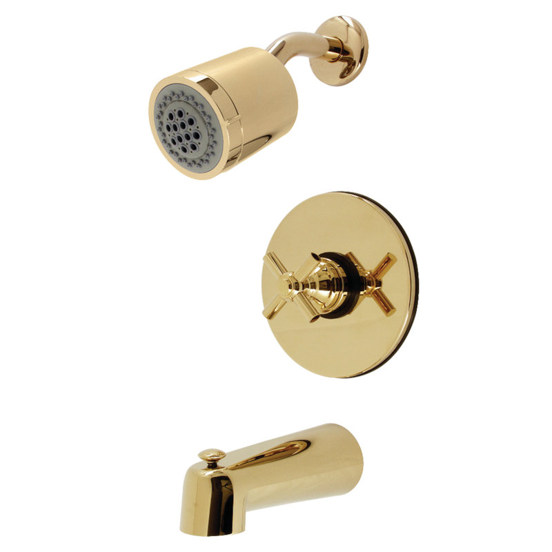 Kingston Brass Elinvar Single-Handle Pressure Balanced Tub and Shower Faucet, Polished Brass