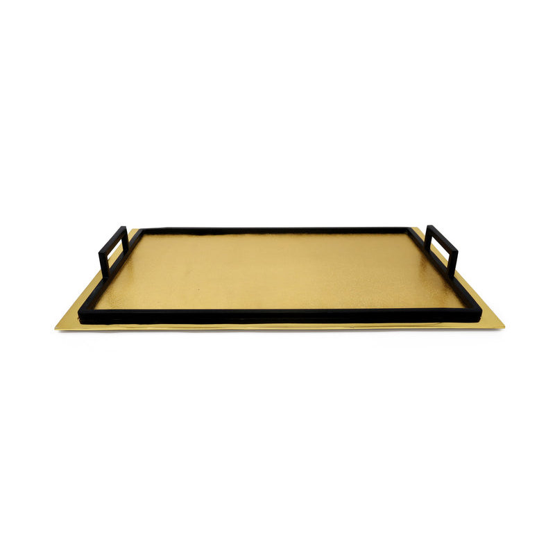 Plateau en acier inoxydable Bertrix, H 2,25 po x l 19,25 po x P 12,75 po, Or / noir