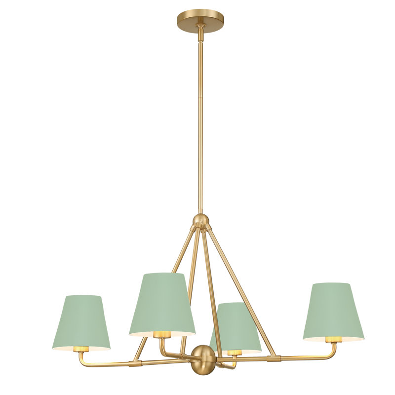 Kinston 4-Light Chandelier, Gold, Green