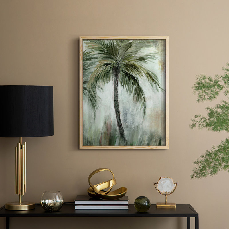 Tropical Palm I Framed Print - Solid Wood, Natural, 30" H x 24" W