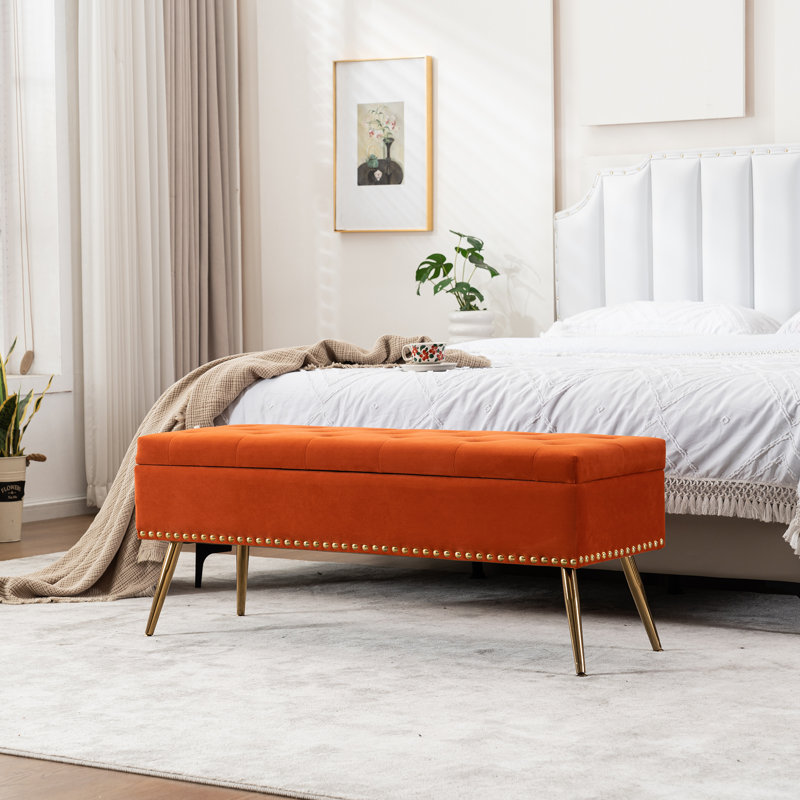 Banc de rangement, Orange, H 18 po x l 46 po x P 15,5 po