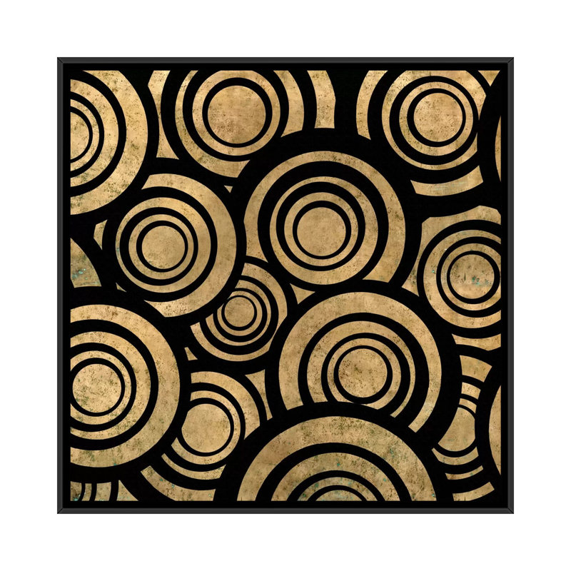 Albree Modern, motif de cercles superposés, impression sur toile, H 26 po x l 26 po x P 1,5 po, Toile avec cadre noir