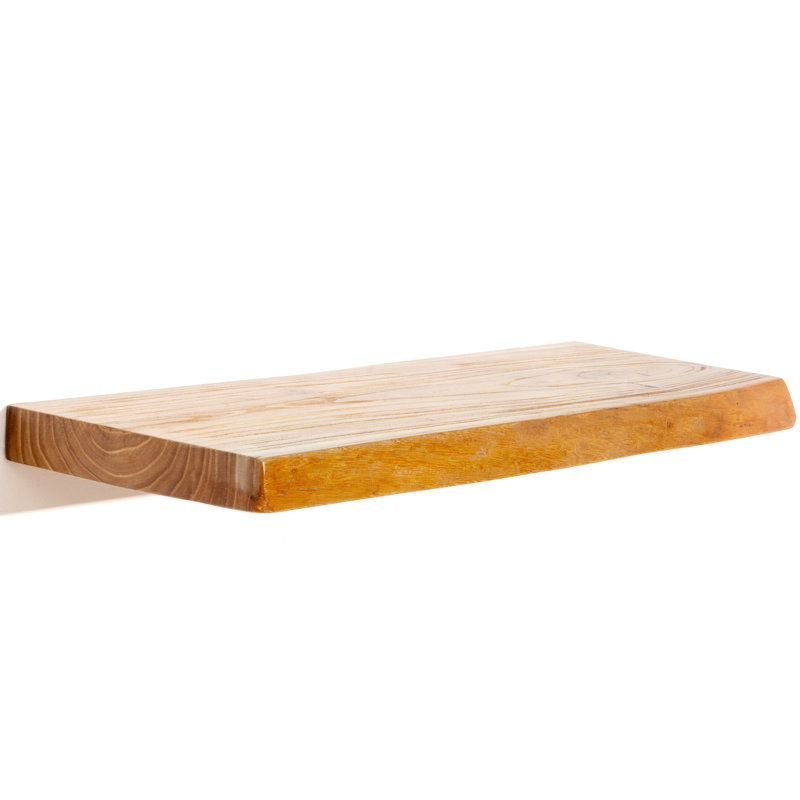 Carsin Irregular Reclaimed Elm Floating Wall Shelf, Natural, 1.38" H x 24" W x 8" D