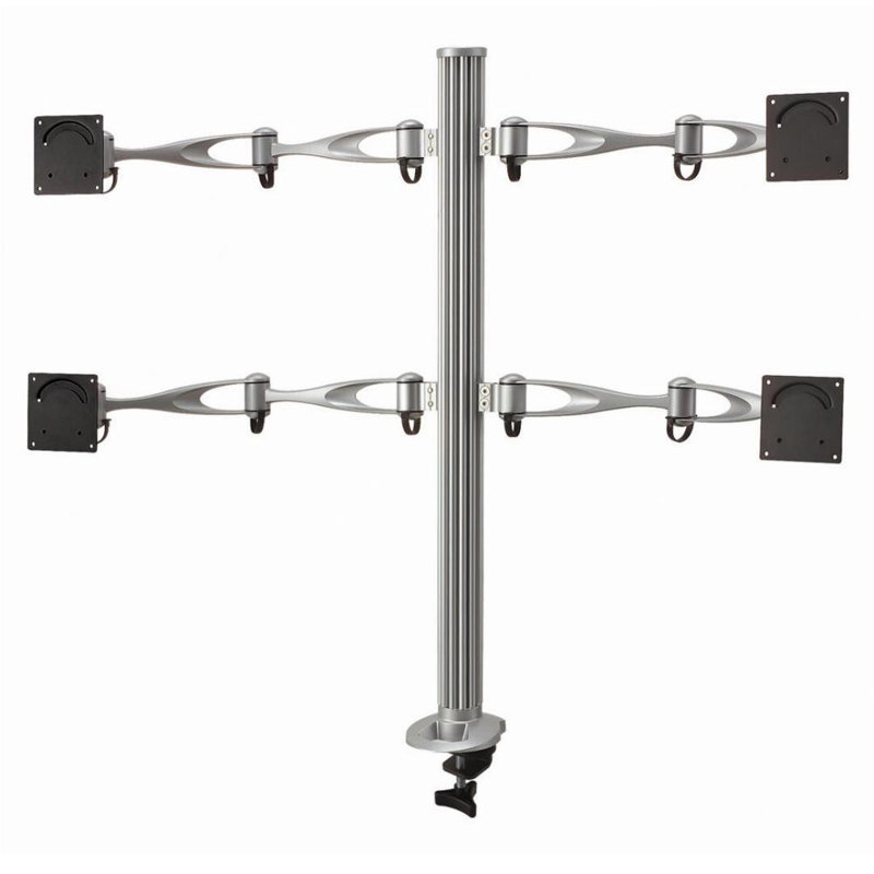 Quad Monitor Full Motion Desk Mount with Clamp Base