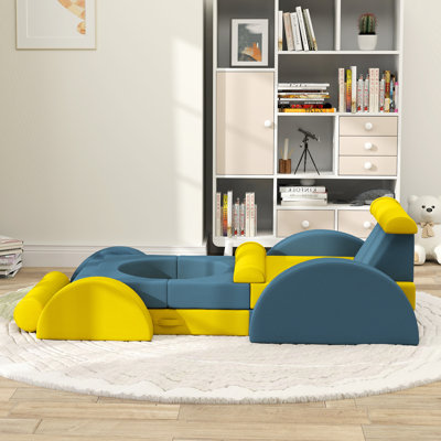 Canapé modulaire pour enfants Qaba, canapé pour enfants 14 pièces, canapé modulaire pour enfant jouant, assis et dormant, coussins de sol convertibles en mousse pour garçons et filles,