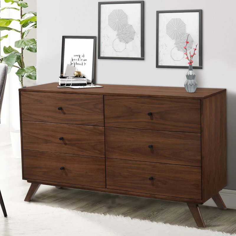 Commode double 6 tiroirs en bois Tomko