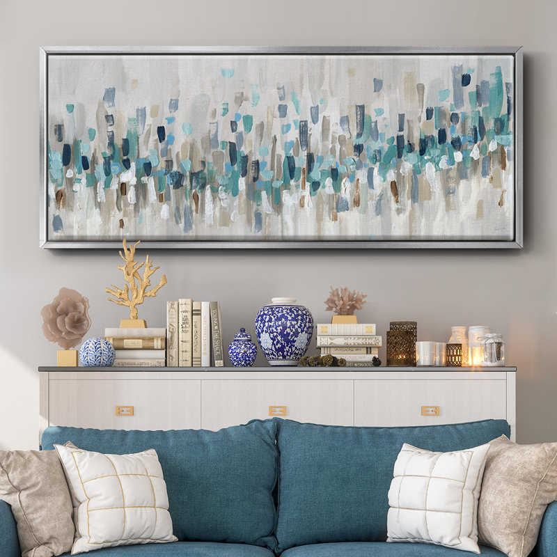 Blue Staccato- Framed Canvas