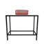 Ensemble d'évier console rectangulaire en métal avec vasque en verre et surface en bois massif - Collection Luminous-102480562-102480548