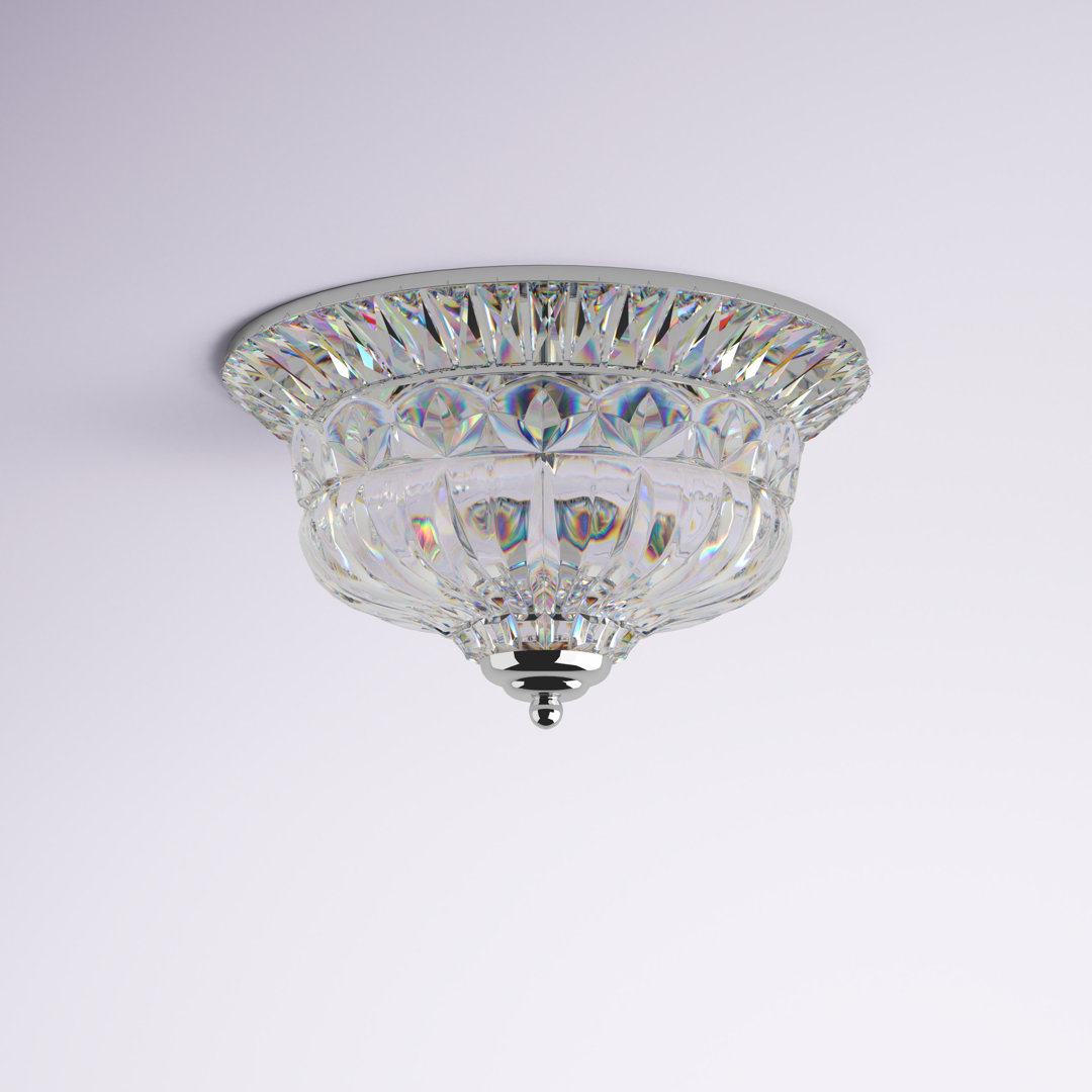 Kowalewski 3 - Light 13.2" Chrome/Crystal Flush Mount Willa Arlo™ Interiors