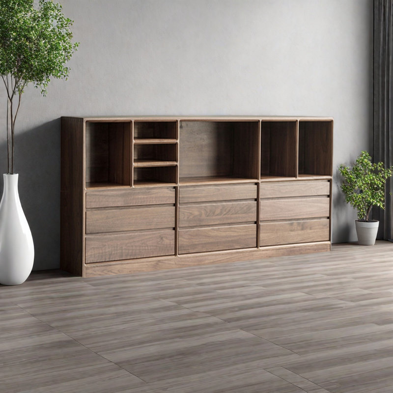 Bibliothèque élégante et classique, (3 tablettes) H 31,4 po x l 70,8 po x P 11,8 po, Marron foncé