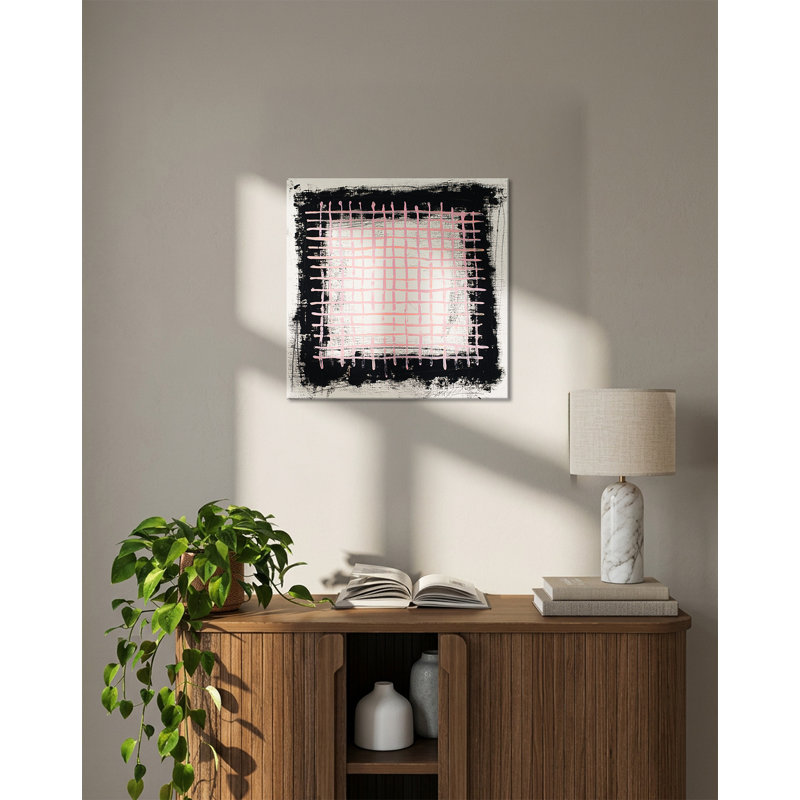 «Pink Grid» par Robert Robinson - peinture sur toile tendue
