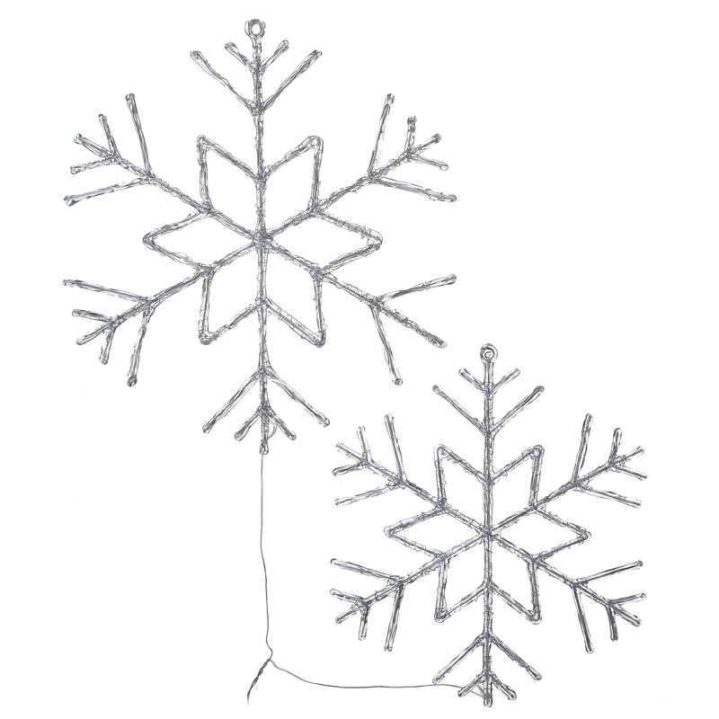 The Holiday Aisle® 6-Point Star Ice Crystal Snowflake Pair with LED Lights