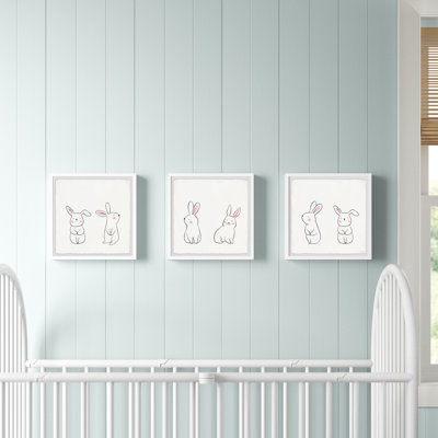 «Calysta Cute Bunnies», ensemble de 3 reproductions encadrées