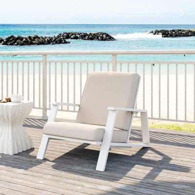 Patio Lounge Chair, Outdoor Club Chair With  Cushion And  Acacia Wood Frame