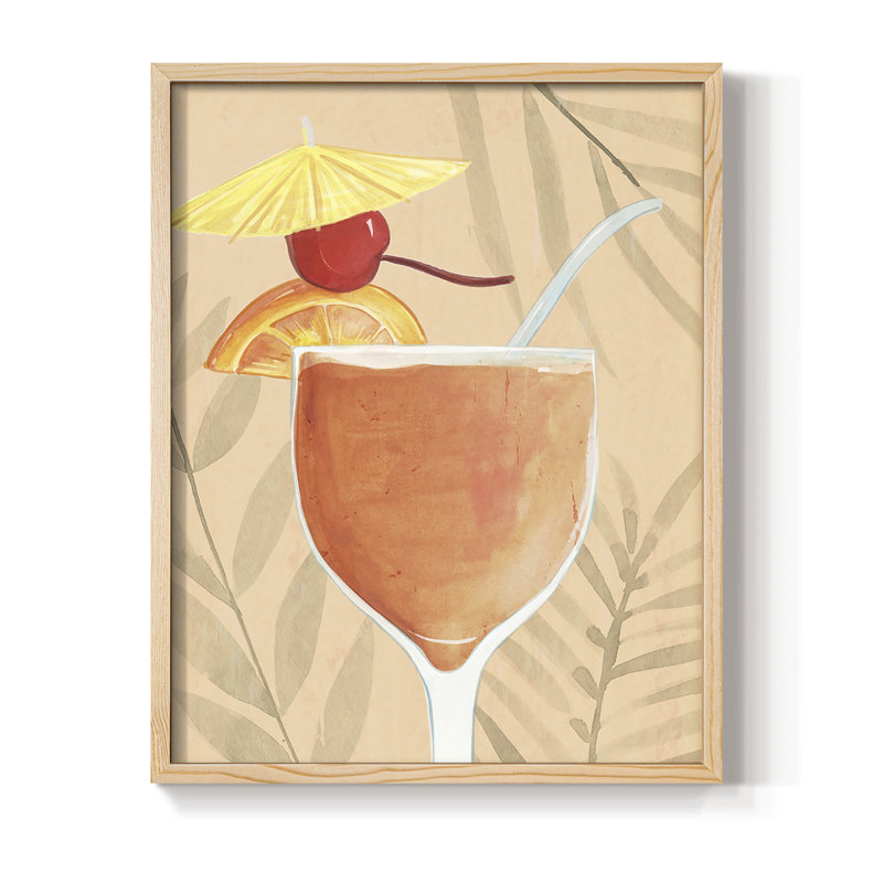 «Tropical Cocktail I», reproduction encadrée - bois massif, H 21 po x l 17 po