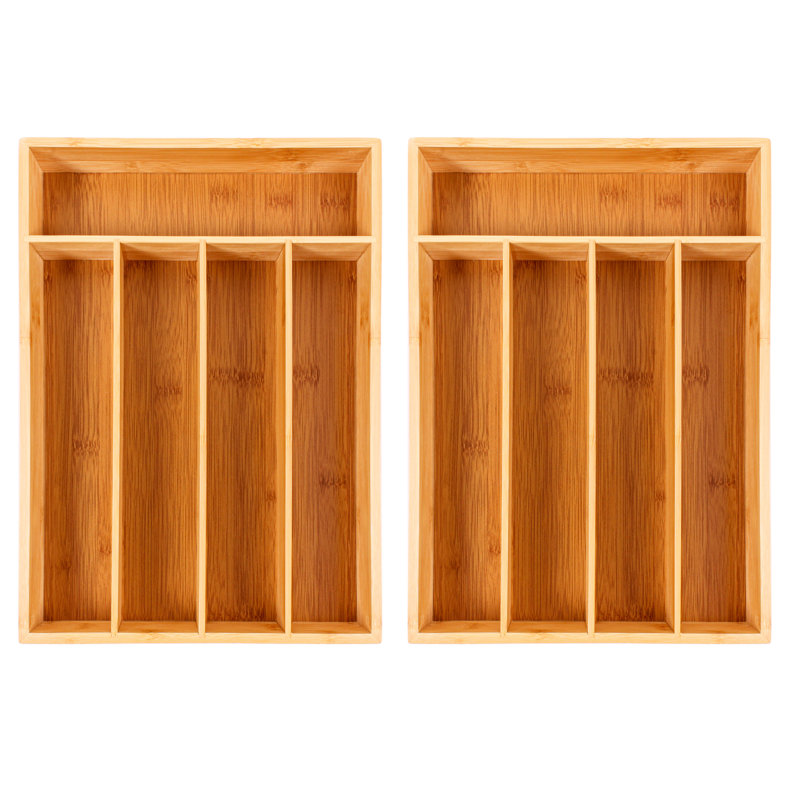 Bamboo 5-Slot Flatware Organizer Set, 14.25" x 10.5"
