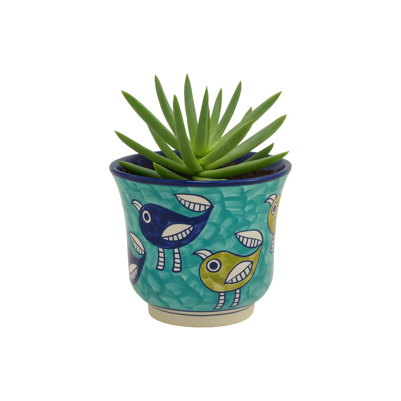 Multicolore pot à fleurs Home & Manor, Bleu / jaune / bleu marine / blanc / bleu sarcelle