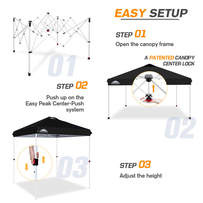 79.2'' W x 79.2'' D Steel Pop-Up Canopy, Black