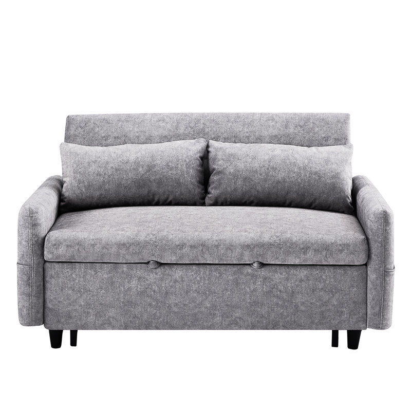 Lit escamotable gris confortable avec mousse haute réglable 55,1 po, ports, 2 coussins, teinte de rangement, Gris