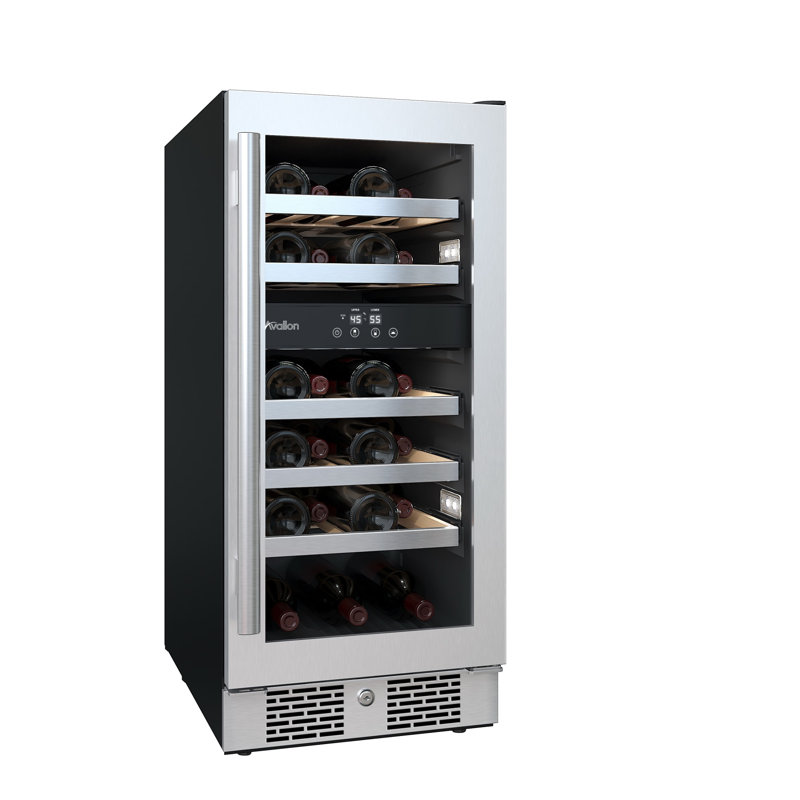 15 Inch Wide 23 Bottle Capacity Dual Zone Wine Cooler with Right Swing Door