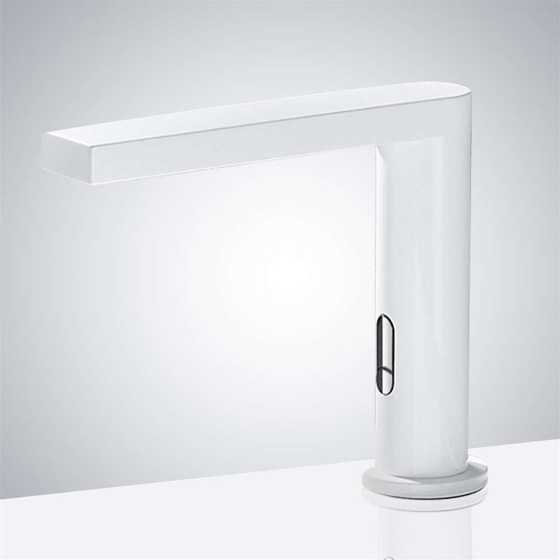 Munich Touchless Deck-Mounted Faucet – White Automatic Infrared Sensor Tap for Commercial Restrooms