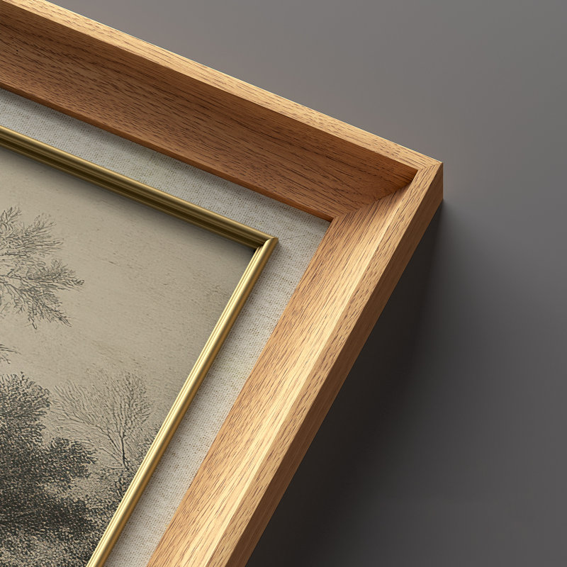 «Vintage Tree Landscape Gravures», ensemble de 2 reproductions d'art mural encadrées de qualité supérieure sur papier 26 po x 36 po